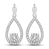 0.54 Carat Genuine White Diamond 14K White Gold Earrings (G-H Color, SI1-SI2 Clarity)