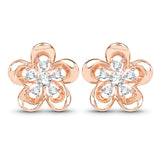 0.27 Carat Genuine White Diamond 14K Rose Gold Earrings (G-H Color, SI1-SI2 Clarity)