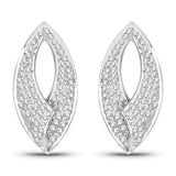 0.62 Carat Genuine White Diamond 14K White Gold Earrings (E-F Color, SI Clarity)