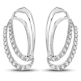 0.41 Carat Genuine White Diamond 14K White Gold Earrings (F-G Color, SI Clarity)