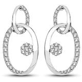 0.83 Carat Genuine White Diamond 14K White Gold Earrings (F-G-H Color, SI Clarity)