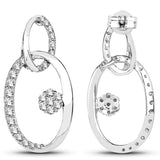 0.83 Carat Genuine White Diamond 14K White Gold Earrings (F-G-H Color, SI Clarity)