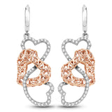 0.50 Carat Genuine White Diamond 14K White & Rose Gold Earrings (E-F-G Color, SI Clarity)