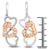 0.50 Carat Genuine White Diamond 14K White & Rose Gold Earrings (E-F-G Color, SI Clarity)