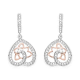 0.71 Carat Genuine White Diamond 14K White & Rose Gold Earrings (E-F Color, SI Clarity)