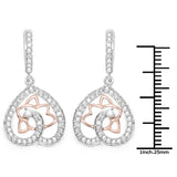 0.71 Carat Genuine White Diamond 14K White & Rose Gold Earrings (E-F Color, SI Clarity)