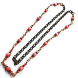 24-Inch Copper Peach Pearl Crystal Wire Wrapped Necklace by Alexa Martha Designs