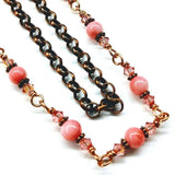 24-Inch Copper Peach Pearl Crystal Wire Wrapped Necklace by Alexa Martha Designs