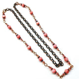 24-Inch Copper Peach Pearl Crystal Wire Wrapped Necklace by Alexa Martha Designs