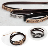 Follow Your Arrow Genuine Leather Bracelet in Yellow and White Gold Plating