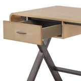 Danton - Aluminum Top Grain Leather Rectangular Writing Desk - Gold by Couch.com