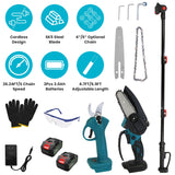 4 in 1 Cordless Pruning Shear and Electric Chainsaw With Max 5.5FT Extension Poles 4”/6” Pole Saw SK5 Blade Brushless Pruning Shear With 2Pcs 3.0Ah Ba