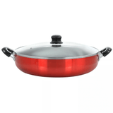 Better Chef 16" Aluminum Non-Stick Metallic Red Deep Fryer with Glass Lid