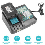 Rapid Charger Replacement Fit for Makita 14.4-18V Battery BL1860 BL1830 BL1850 with

LCD Display USB Port