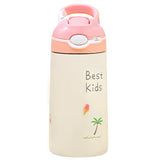 13.5Oz Insulated Stainless Steel Water Bottle Leak-proof Bottle for Kids with Straw Push Button Lock Switch Sports Water Bottle for Toddlers Boys Girl