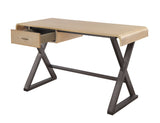 Danton - Aluminum Top Grain Leather Rectangular Writing Desk - Gold by Couch.com