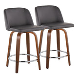 Toriano - Mid Century Modern Fixed Height Counter Stool With Swivel With Round Footrest (Set of 2) by Couch.com