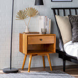 Mid-Century Modern Single Drawer Solid Wood Nightstand by Couch.com