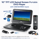 Naxa 10" TFT LCD Swivel Screen Portable DVD Player - Refurbished