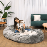 PupCloud™ Human-Size Faux Fur Memory Foam Dog Bed - Charcoal Grey