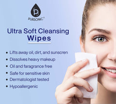 Makeup Removal Wipes 12 Pack (720 Wipes Total) – Ultra-Soft Facial Cleansing Towelettes Dissolve All Traces of Dirt, Oil & Makeup – Gentle Enough for Contact Lens Wearers, Safe for Eye by Pursonic