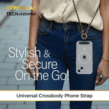 HyperGear TECHcessories Gold Chain with Black Vegan Leather Universal Crossbody Phone Strap