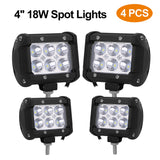4 PCS 4” 18W Dual Row LED Waterproof Spot Light Pod Cube Light