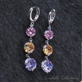 FLOATING CLOUDS Diamond Crystal Earrings in Rainbow,White and Black