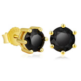 6mm Black Diamond Round Stud Earrings in 14K Gold by Bling Proud | Urban Jewelry Online Store