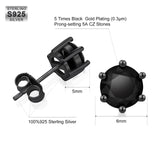 6mm Black Diamond Round Stud Earrings in 925 Sterling Silver 