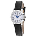 ESQ Women's Black Leather Silver Stainless Steel Quartz White Dial Watch - 7100967 by Balec Group