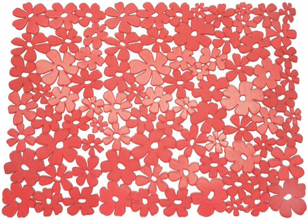 iDesign Blumz Floral Red Flexible Plastic Large Sink Protector Mat 12.5in x 16in