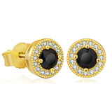 7.5mm Black Diamond Round Stud Earrings in 14K Gold by Bling Proud | Urban Jewelry Online Store