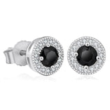 7.5mm Black Diamond Round Stud Earrings in White Gold by Bling Proud | Urban Jewelry Online Store