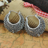 Exotic Tribe Vintage Style Silver Filigree Hoop Earrings for World Traveller