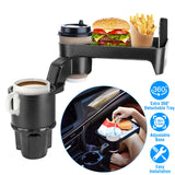 Car Cup Holder Tray 360° Rotating Car Bottle Holder Expander Adapter Multifunctional Water Cup Mount Stand with Detachable Tray