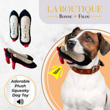 Red Heel Squeaky Dog Shoe Toy by Bonne et Filou