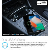 Naztech Turbo 30W USB-C PD + USB-C Car Charger Black (14390-HYP)