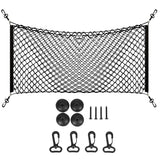 Trunk Cargo Net Stretchable Universal Elastic Truck Net Rear Seat Trunk Storage Organizer Net with Fasteners and Hardware Flexible Nylon Car Storage M