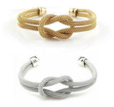 Love Me Love Knot 925 SS Plated & 18 Kt Antique Gold Plated Cuff Bracelet