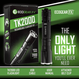 EcoGear FX TK2000 USB Rechargeable LED Tactical Flashlight