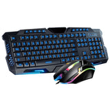 114-Key Wired Gaming Keyboard Mouse Set 3-Color Backlit Gaming Keyboard w/ RGB Colorful 1000 DPI Gaming Mouse