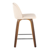 Toriano - Mid Century Modern Fixed Height Counter Stool With Swivel & Square Footrest (Set of 2) by Couch.com