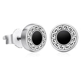 8.5mm Vintage Black Agate Round Diamond Stud Earrings in 925 Sterling Silver by Bling Proud | Urban Jewelry Online Store