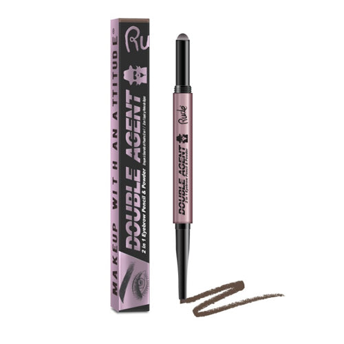 RUDE Double Agent 2 in 1 Eyebrow Pencil & Powder - Neutral Brown