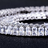 8mm Baguette Cut CZ Diamond Tennis Chain in White Gold 