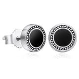 8mm Black Diamond Agate Radial Round Stud Earrings in 925 Sterling Silver by Bling Proud | Urban Jewelry Online Store