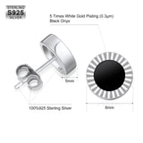 8mm Black Diamond Agate Round Stud Earrings in 925 Sterling Silver 