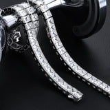 8mm Princess Cut CZ Diamond Mens Tennis Bracelet in White Gold 