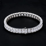 8mm Princess Cut CZ Diamond Mens Tennis Bracelet in White Gold by Bling Proud | Urban Jewelry Online Store